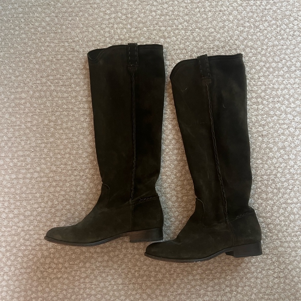 Frye Cara Tall Boots in dark brown suede